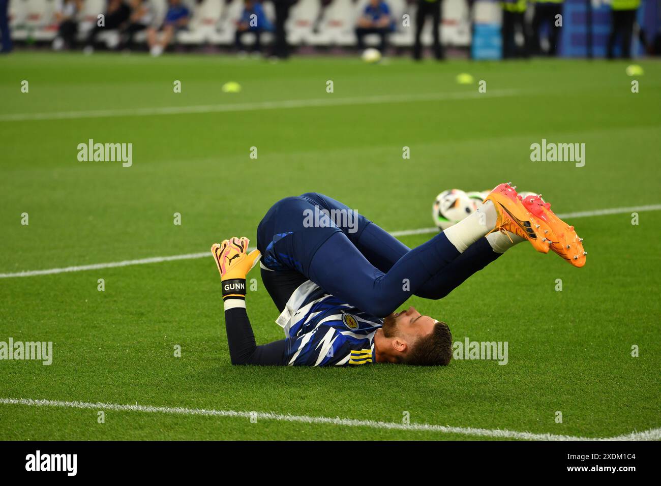 Stuttgart, Germany, 23rd Jun, 2024. Angus Gunn warms up before the ...