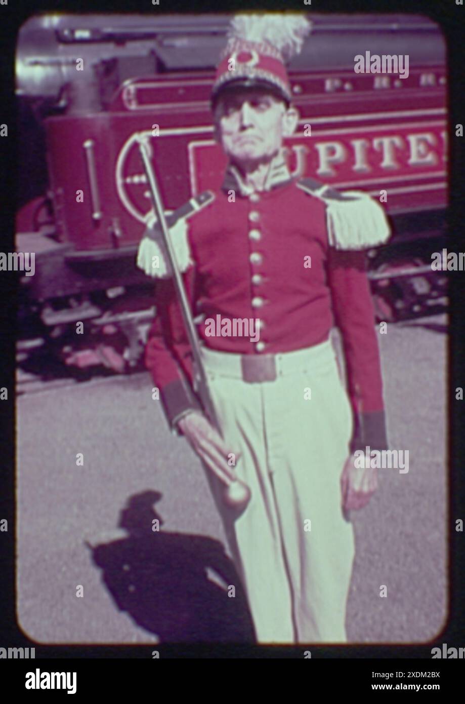Pageant Batons World's Fair, railroad pageant. Man with epaulettes and baton. Gottscho ...