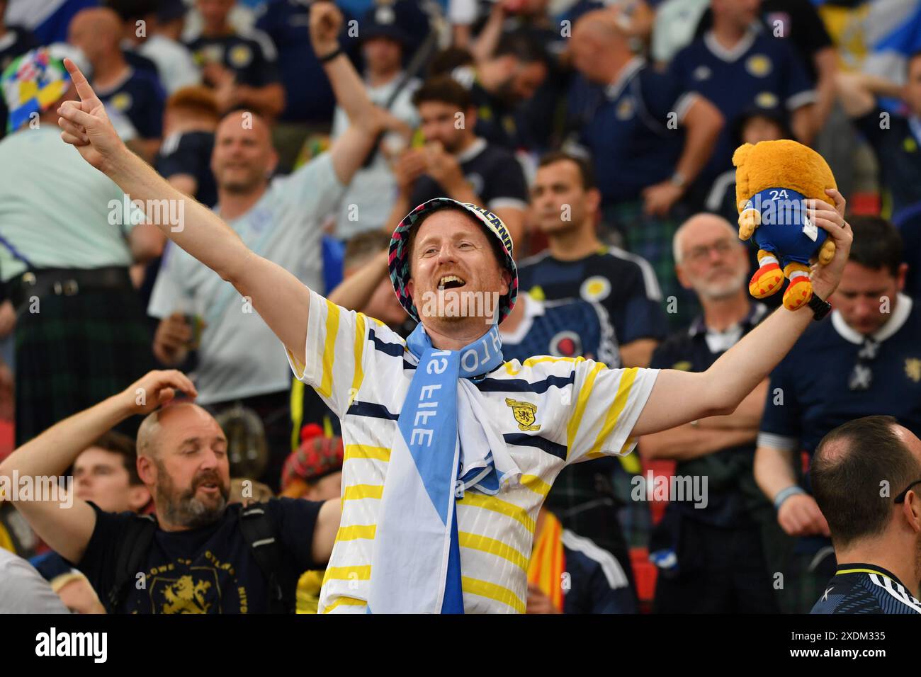 Stuttgart, Germany, 23rd Jun, 2024. Scotland supporters at the match between Scotland Hungary at the Stuttgart arena, at EURO 2024 Stuttgart, Germany. Photo credit: Paul Blake/Alamy Sports News Stock Photo