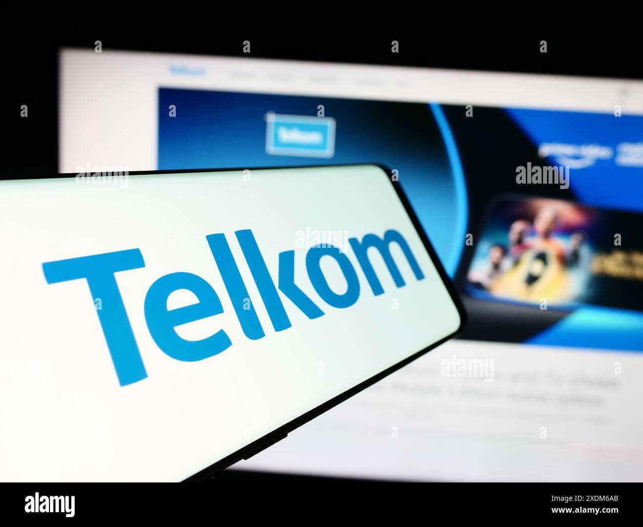 Mobile phone with logo of South African company Telkom SA SOC Limited ...