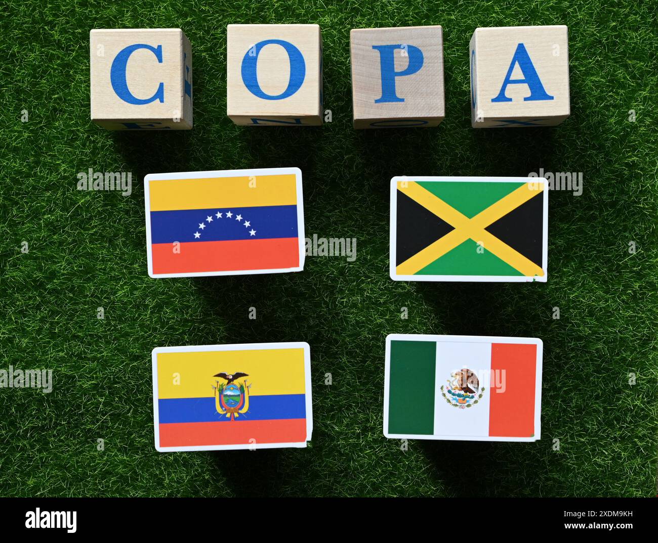 June 18, 2024, Miami, USA. Flags of the participating teams of the