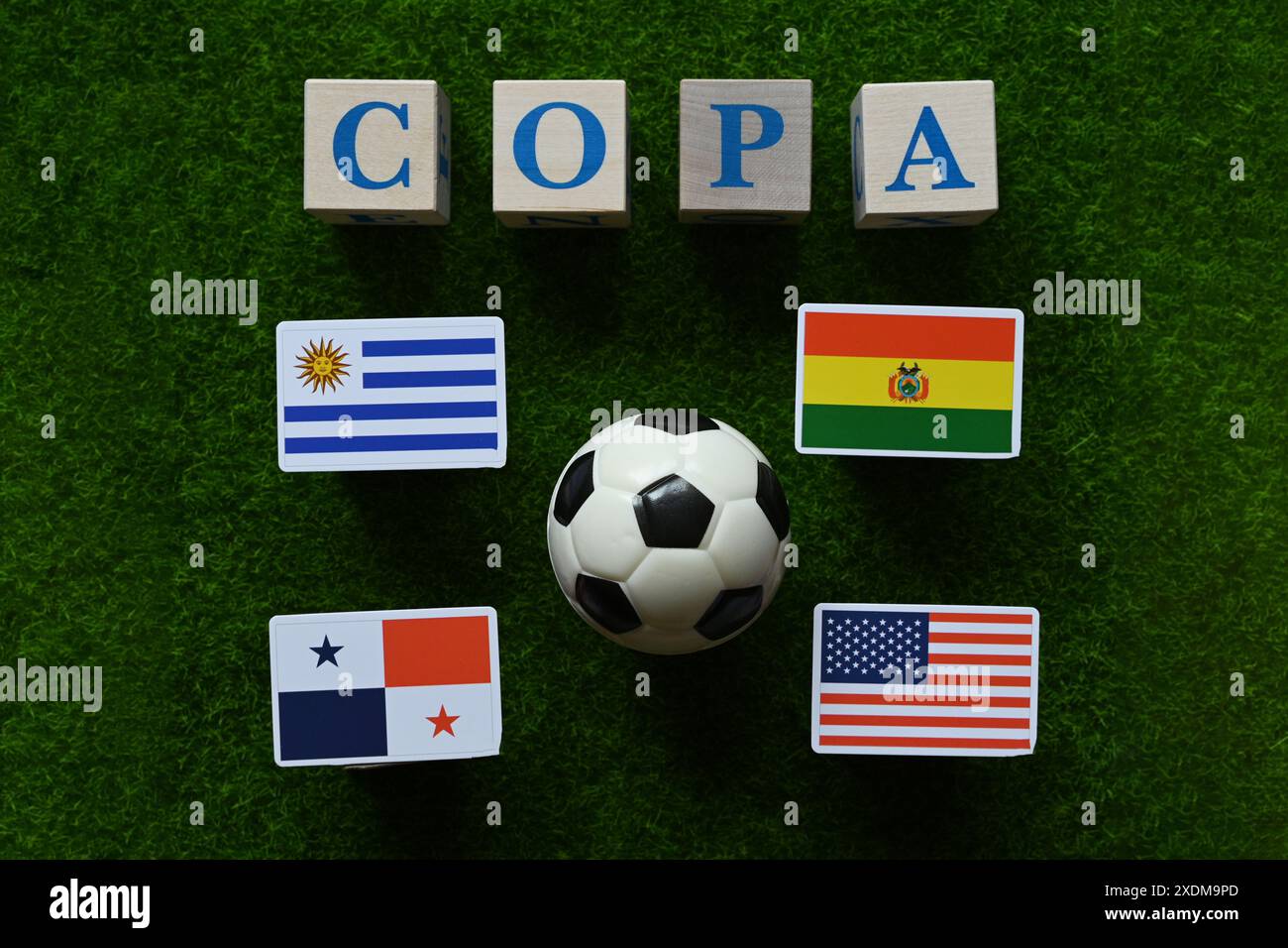 June 18, 2024, Miami, USA. Flags of the participating teams of the