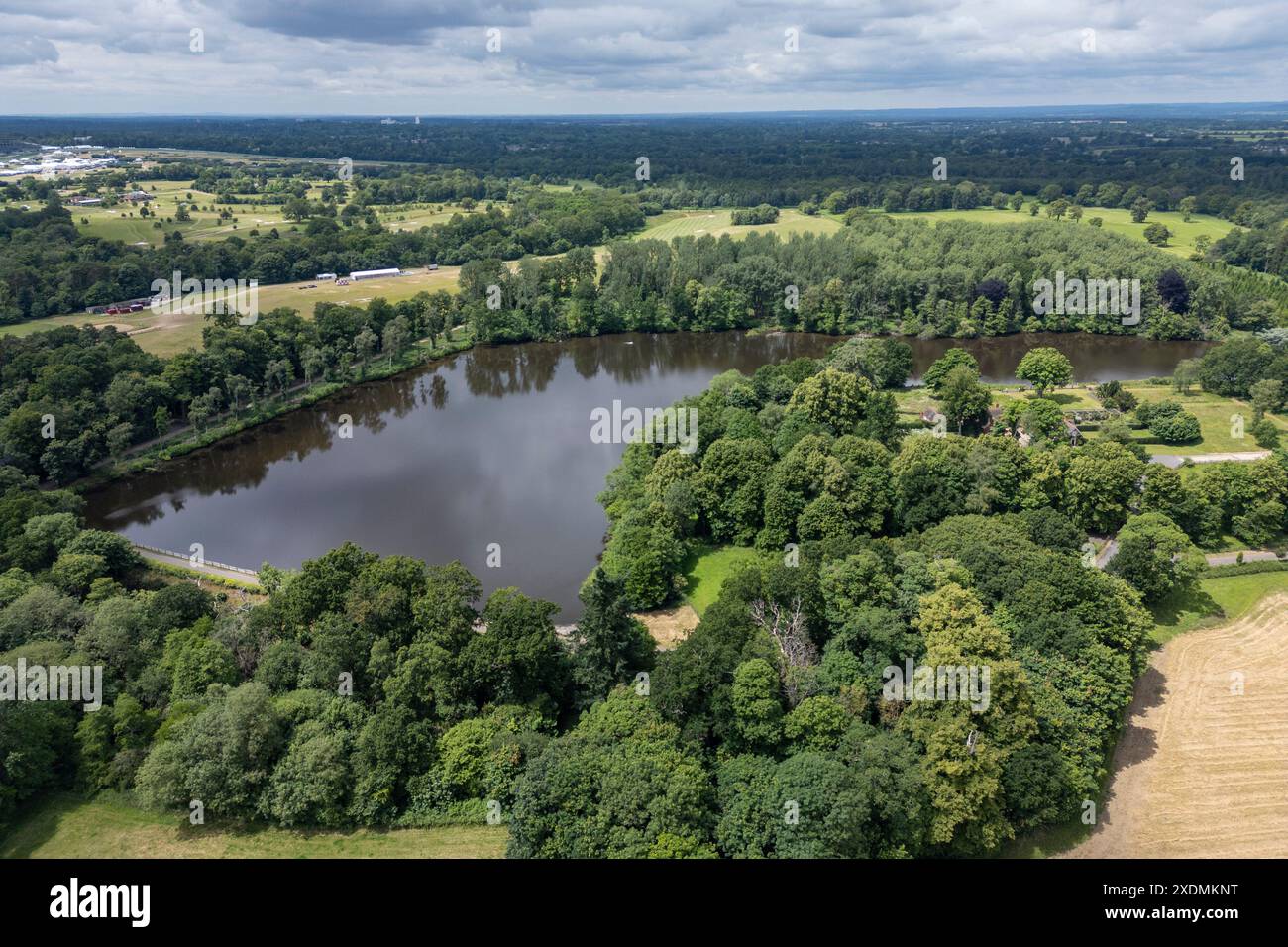 Aerial view of Great Pond in Sunninghill Park, Berkshire, UK Stock