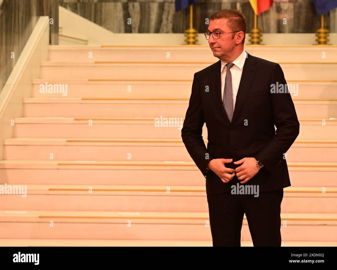 New Macedonian Prime Minister Hristijan Mickoski after being elected in