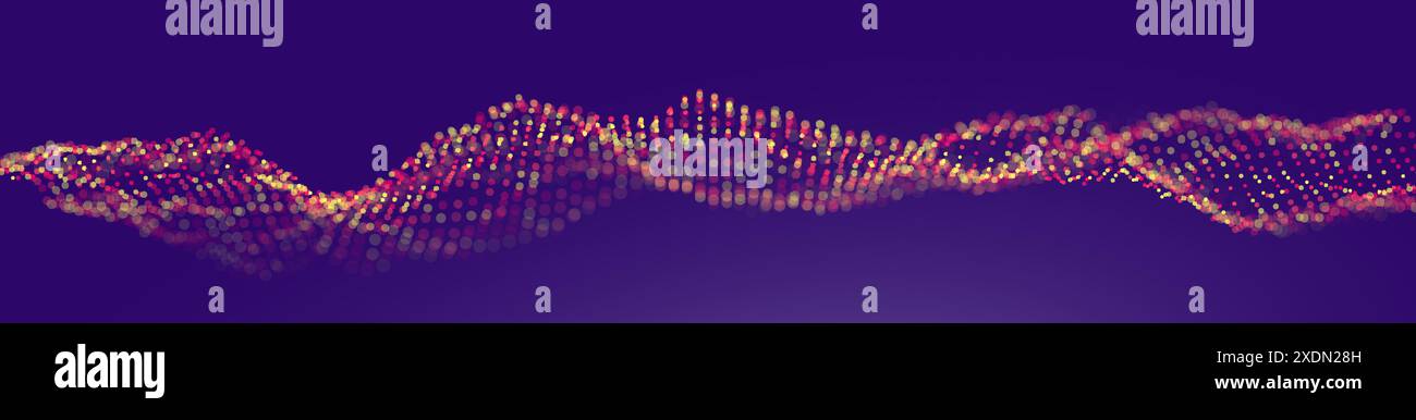 Golden Particle Wave on Dark Background Stock Vector