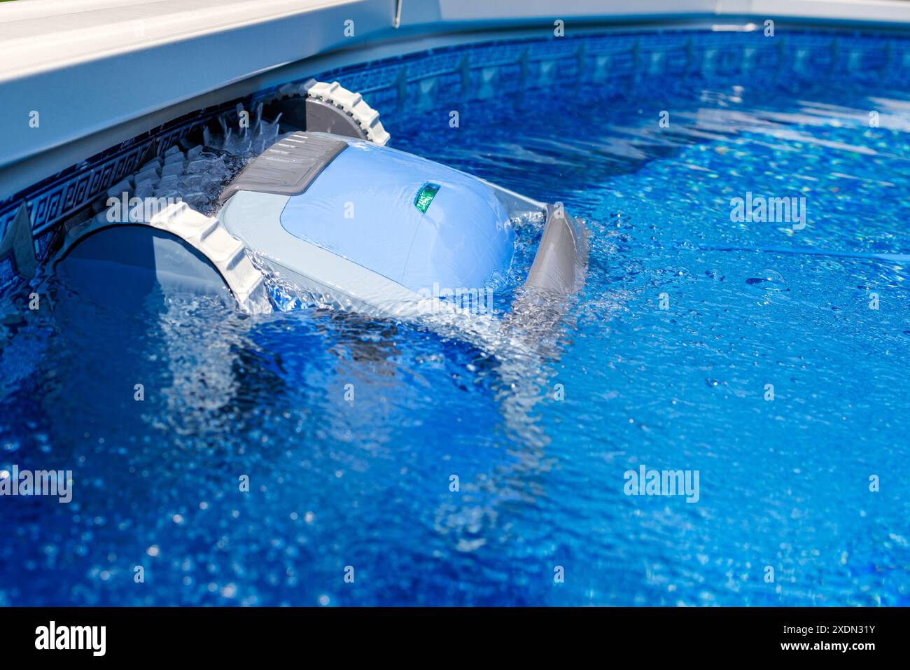 Automatic Pool Robot Cleaner Climbing Cleaning Pool Wall Stock Photo