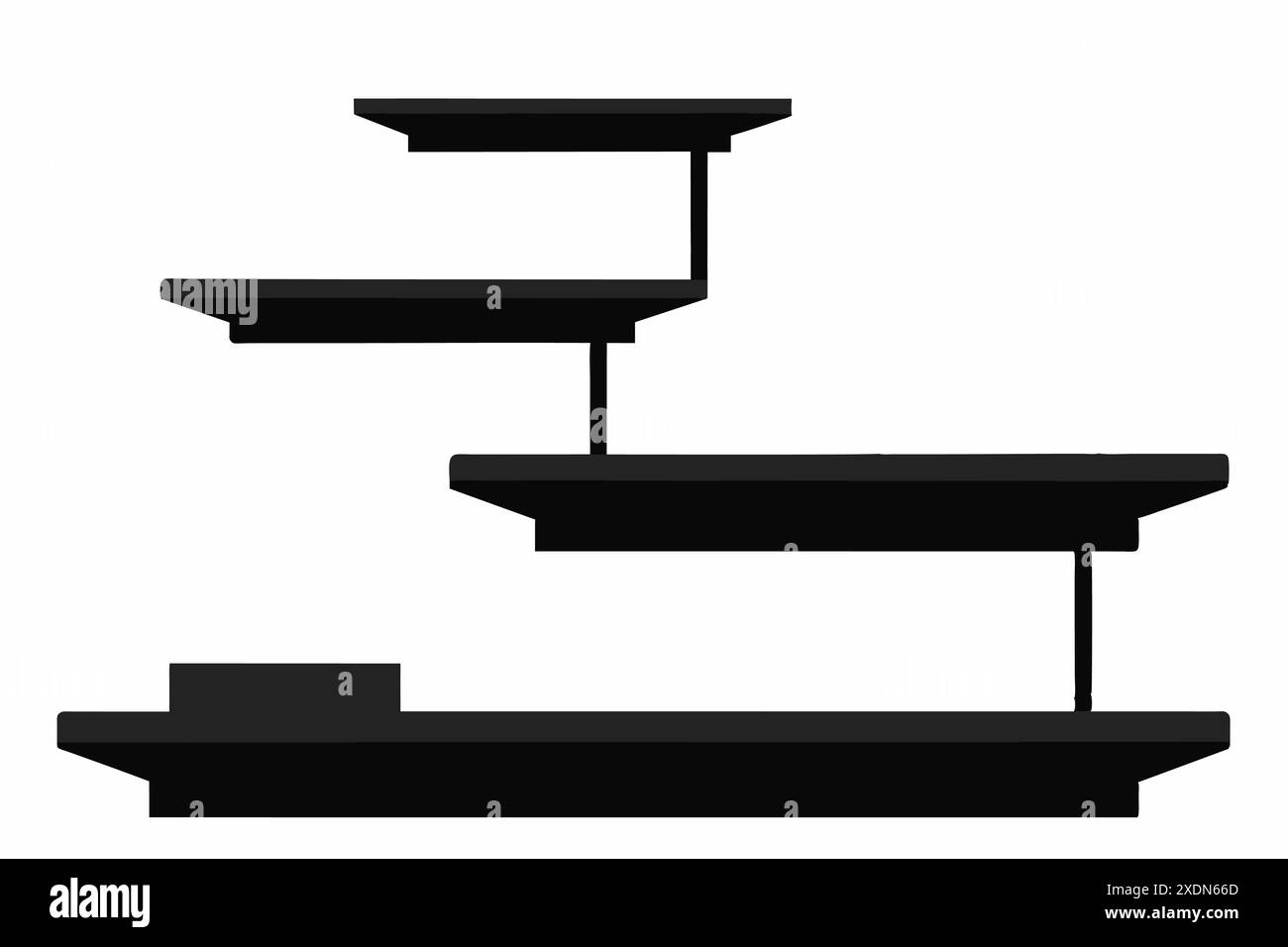 Black floating shelves isolated on a white background. Minimalist ...