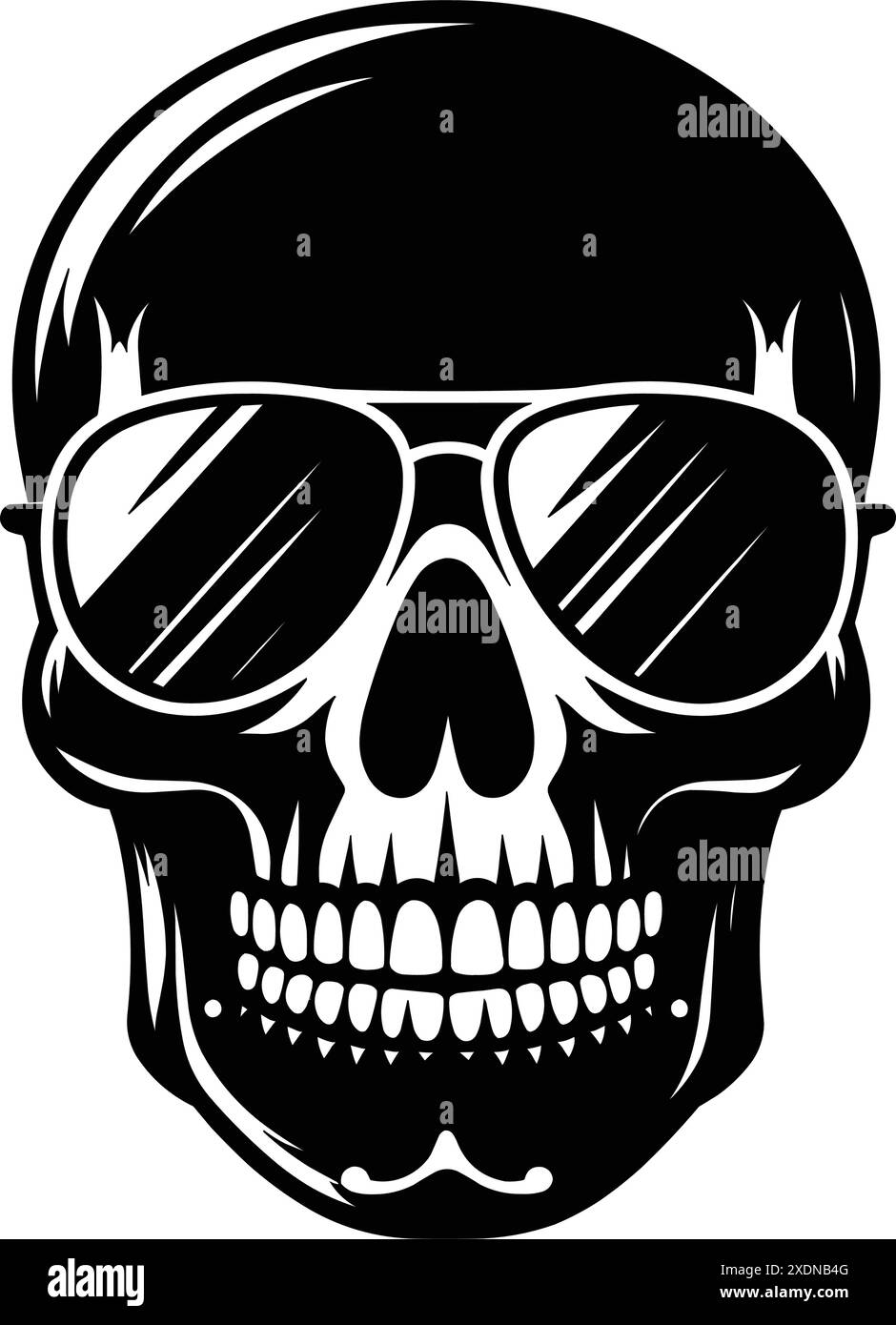 Skull wearing sunglass silhouette vector illustration isolated on white ...