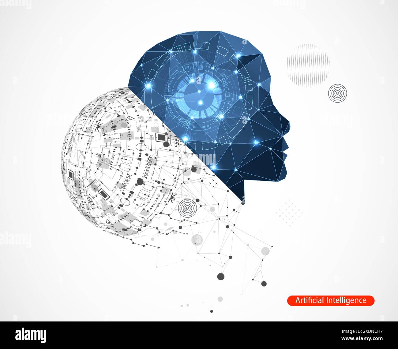 Tech Intelligence Artificial Intelligence. Technical background with a silhouette of a ...
