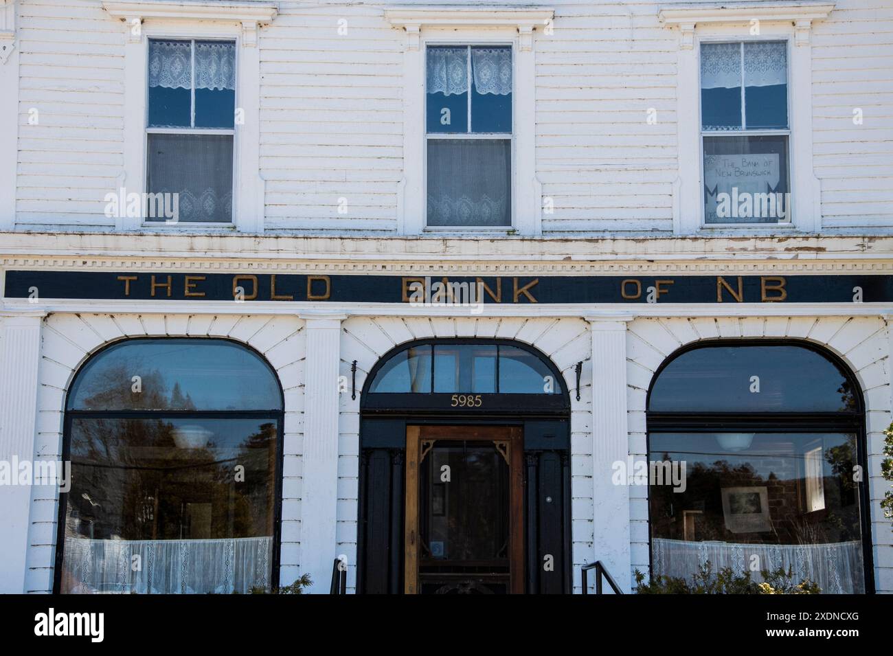 Old Bank of NB sign on King Street in RiversideAlbert, New Brunswick, Canada Stock Photo Alamy
