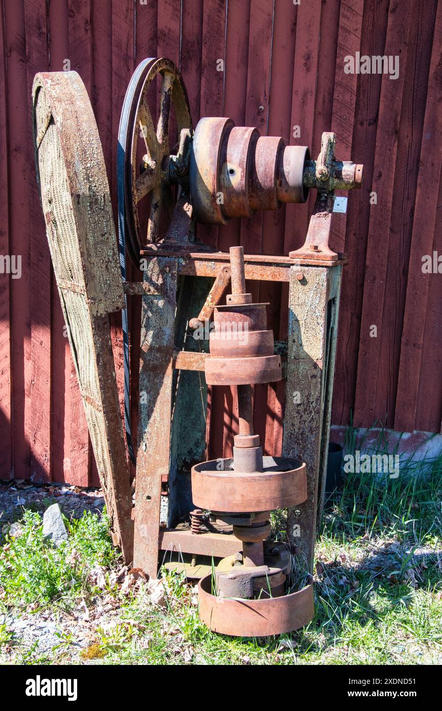 Vintage machinery display at the Albert County Museum in Hopewell Cape, New Brunswick, Canada Stock Photo