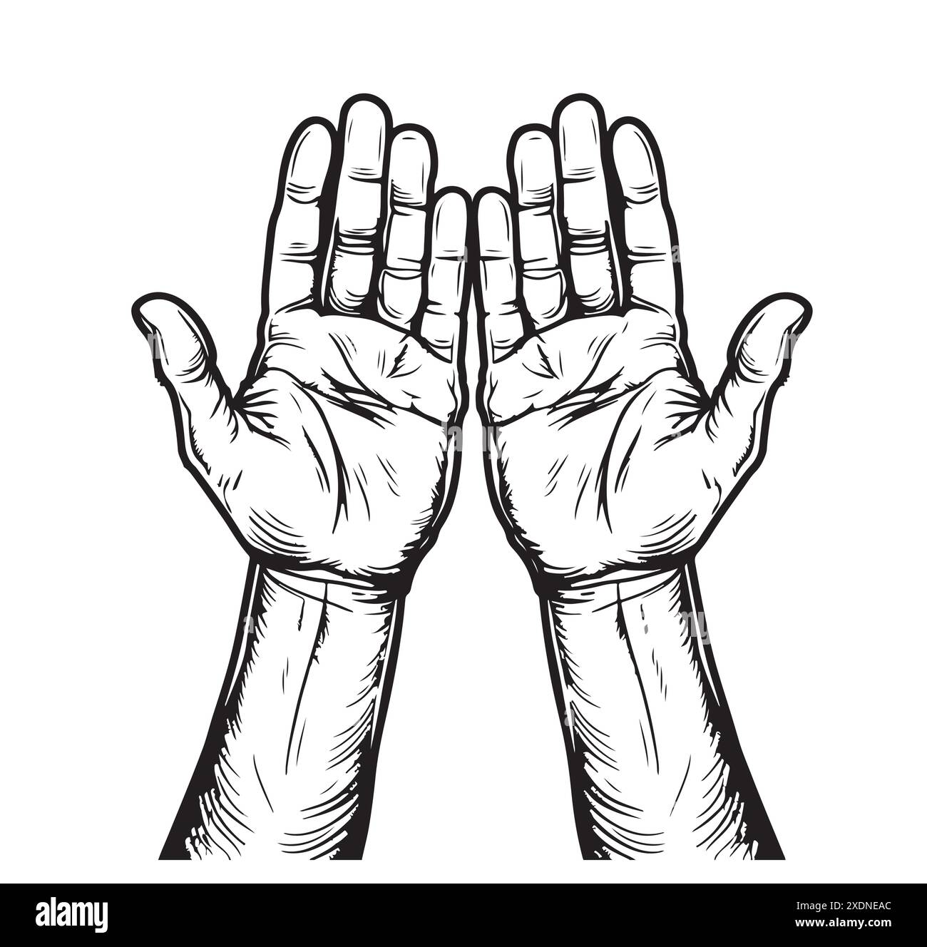 Hands prayer drawing Black and White Stock Photos & Images - Alamy