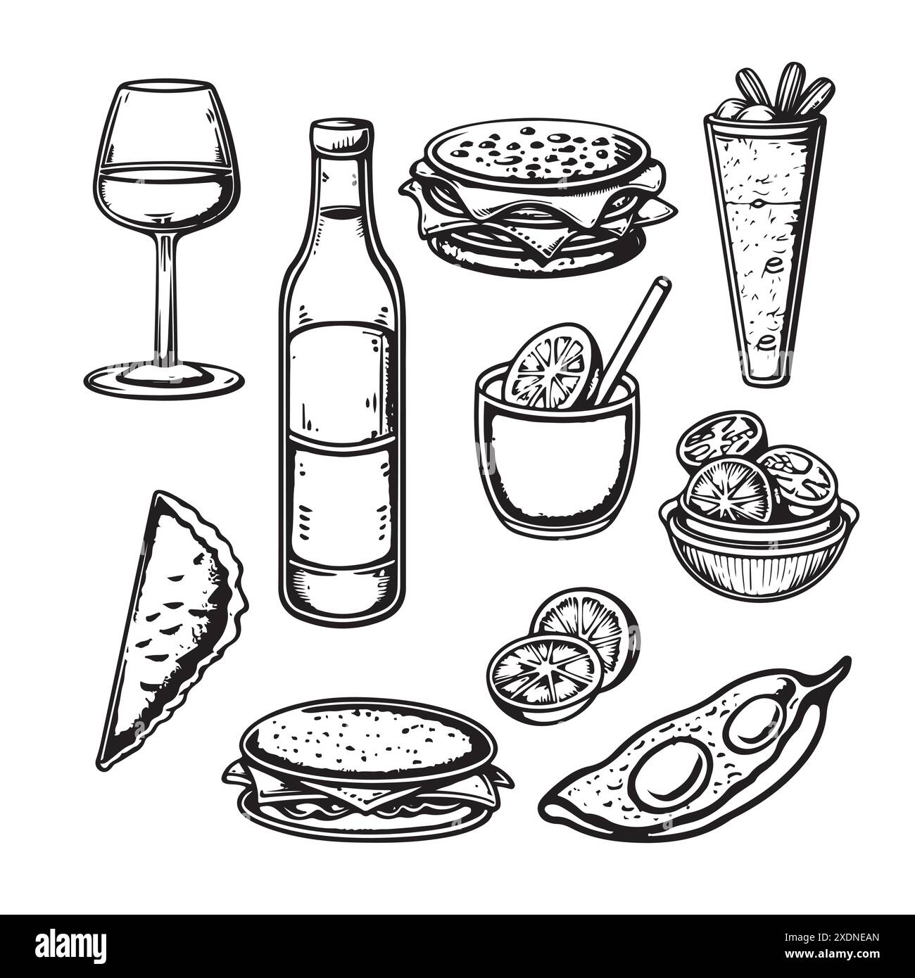 Mexican traditional food Hand drawn sketch vector illustration