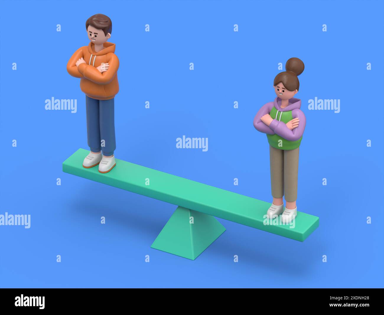 Isometric equality for genders a man and woman on scales concept ...