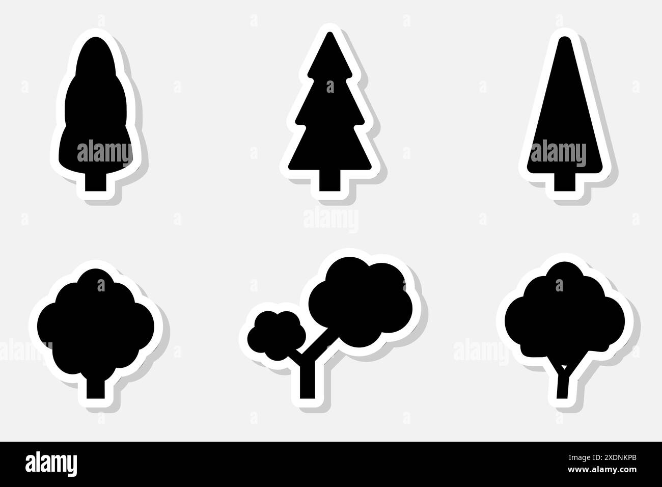 Set of trees icon. Vector illustration in flat style. Stock Vector