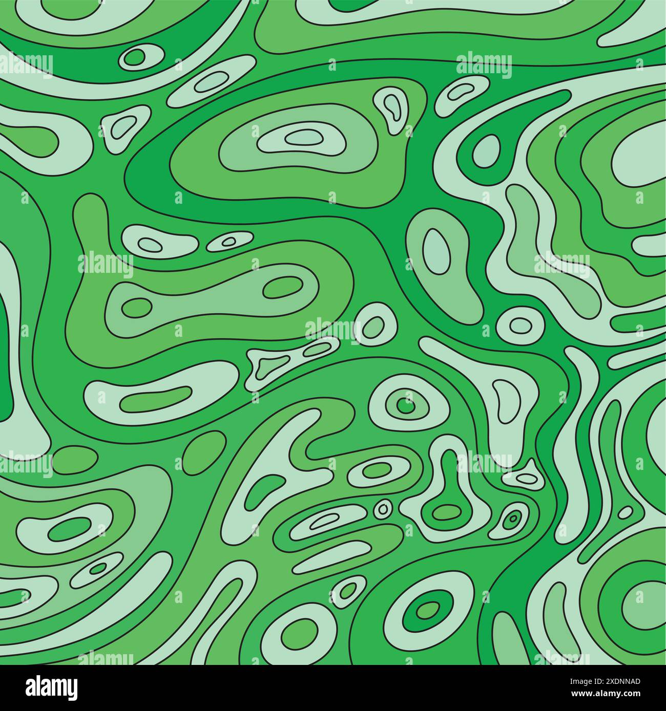 green background with black line and abstract doodle Stock Vector