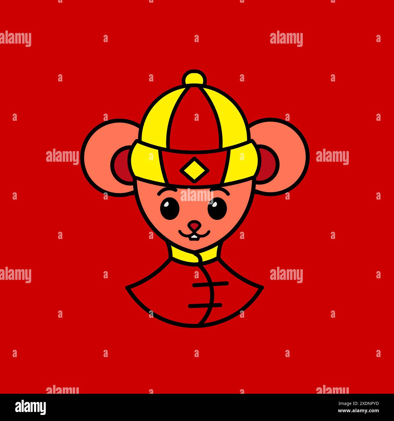 Happy Chinese New Year. Cartoon cute mouse set with traditional chinese costume. The year of rat vector Stock Vector