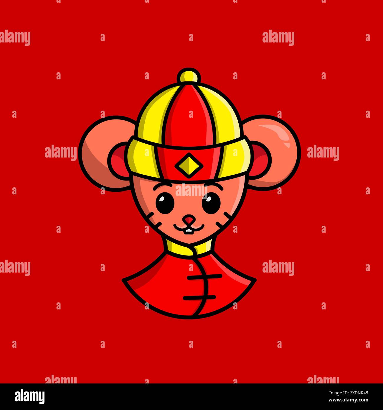 Happy Chinese New Year. Cartoon cute mouse set with traditional chinese costume. The year of rat vector Stock Vector