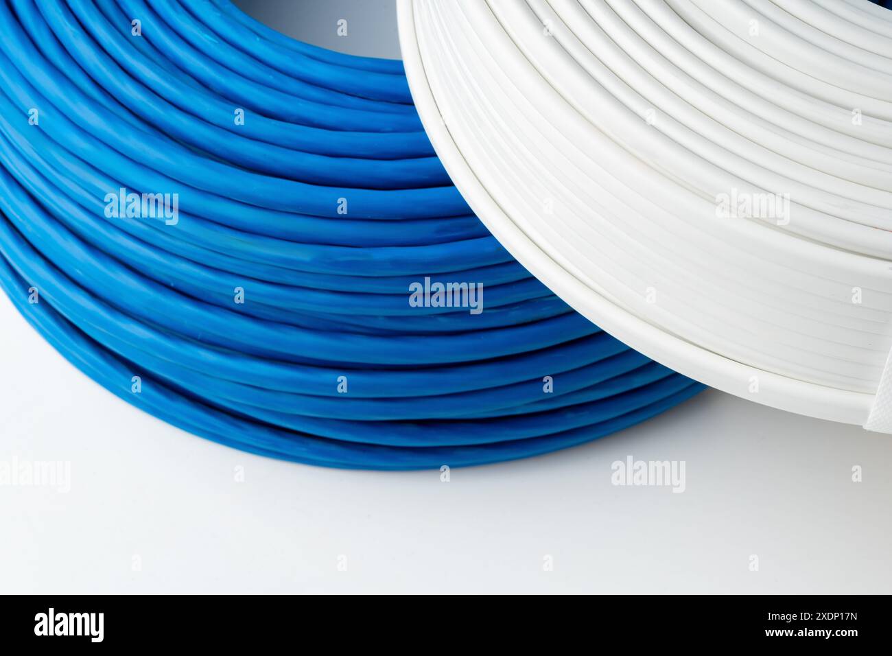 Spools of Electrical Wire on White Background Stock Photo