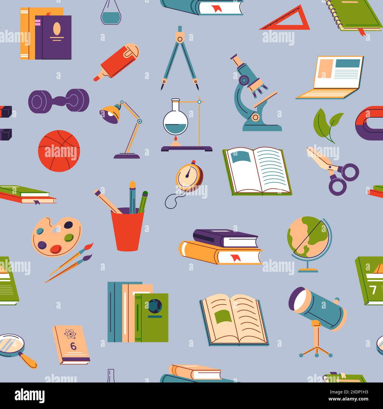 Educational Supplies Seamless Pattern Vector Stock Vector