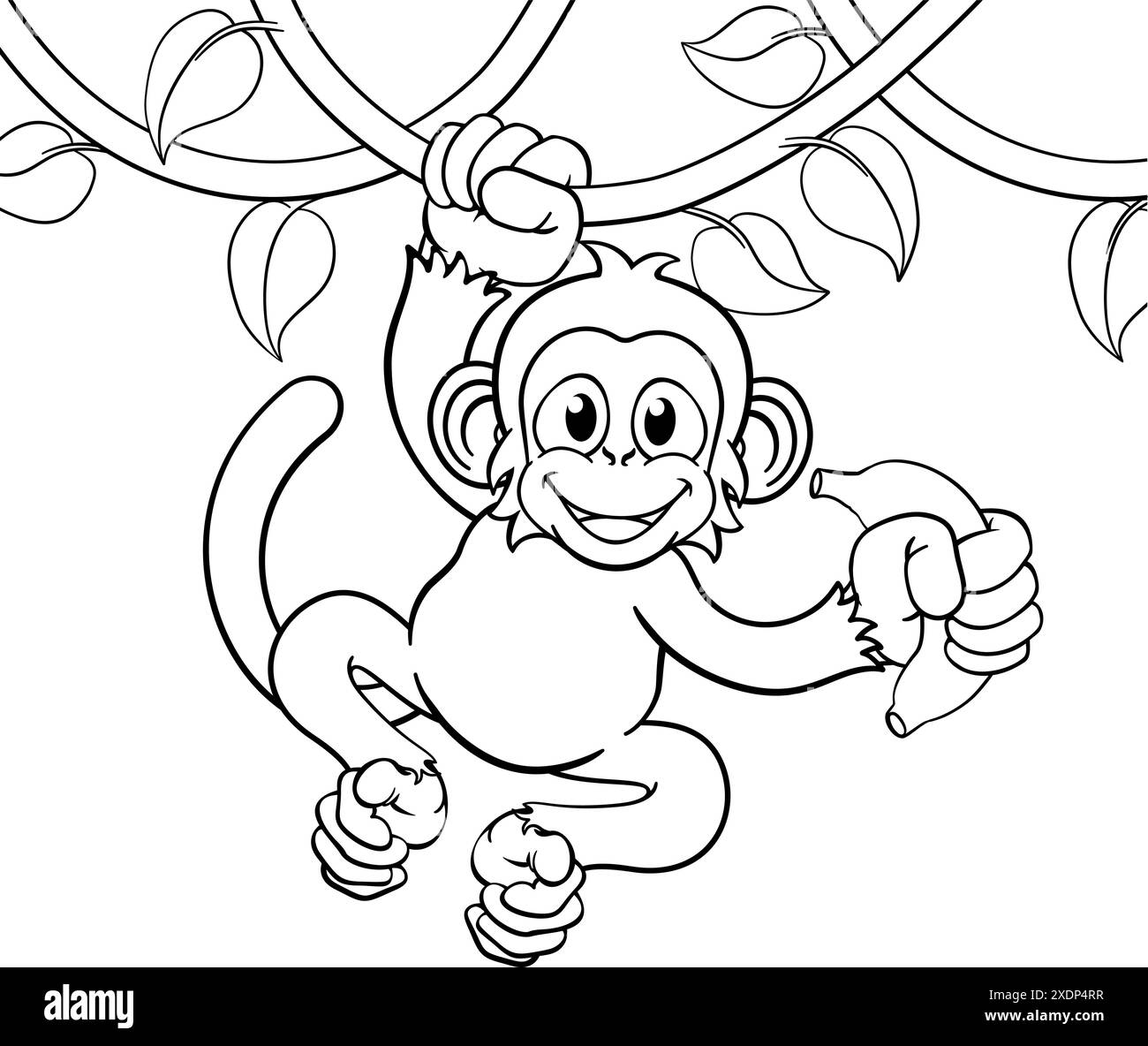 Monkey cartoon hanging Black and White Stock Photos & Images - Alamy