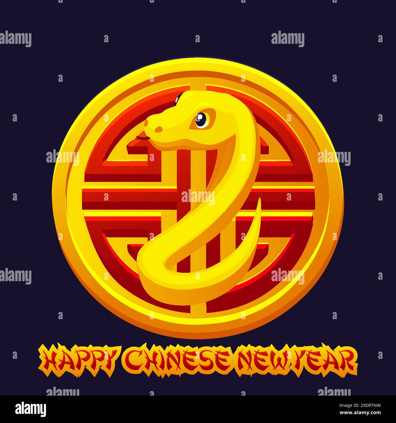 2025 Year of the Snake, Golden coin with snake Stock Vector Image & Art ...