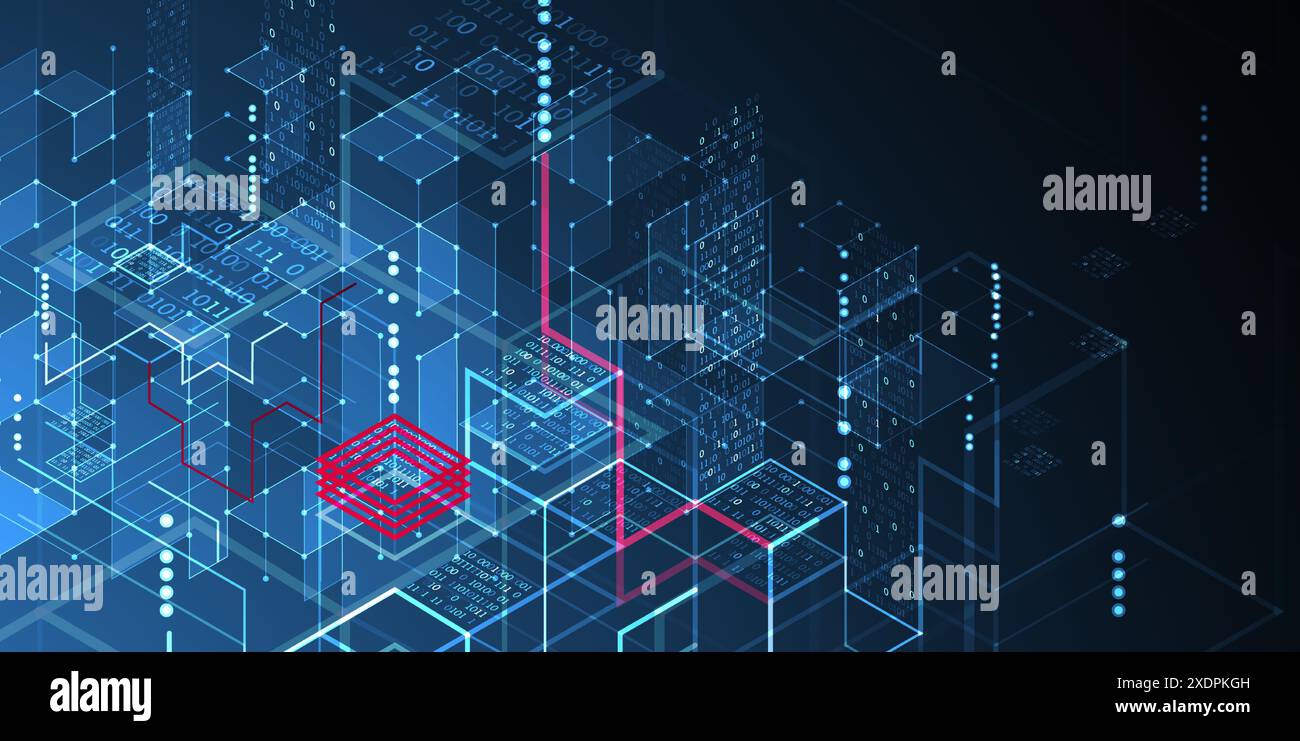 Isometric big data processing concept, cloud database. Abstract ...