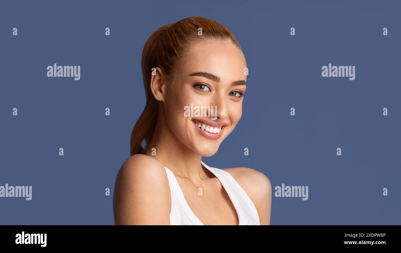 Beautiful woman in blue top hi-res stock photography and images - Alamy