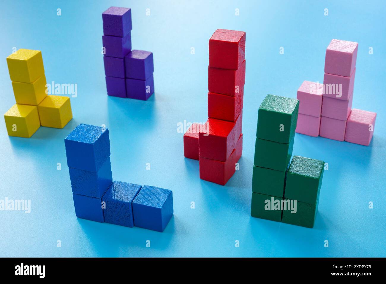 Grouped colored cubes as different market segments. Abstract elements. Stock Photo