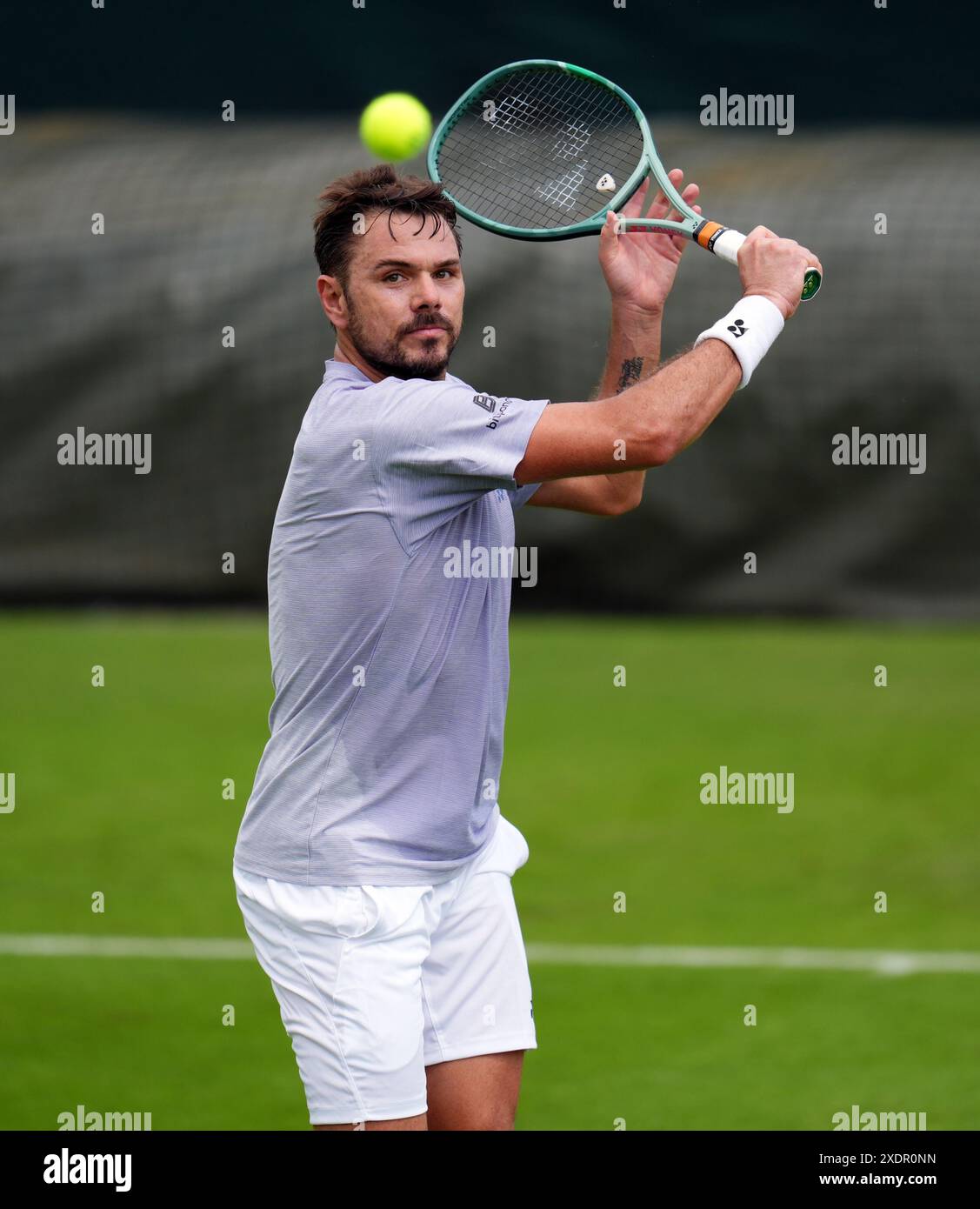 Stan Wawrinka during a training session at the All England Lawn Tennis