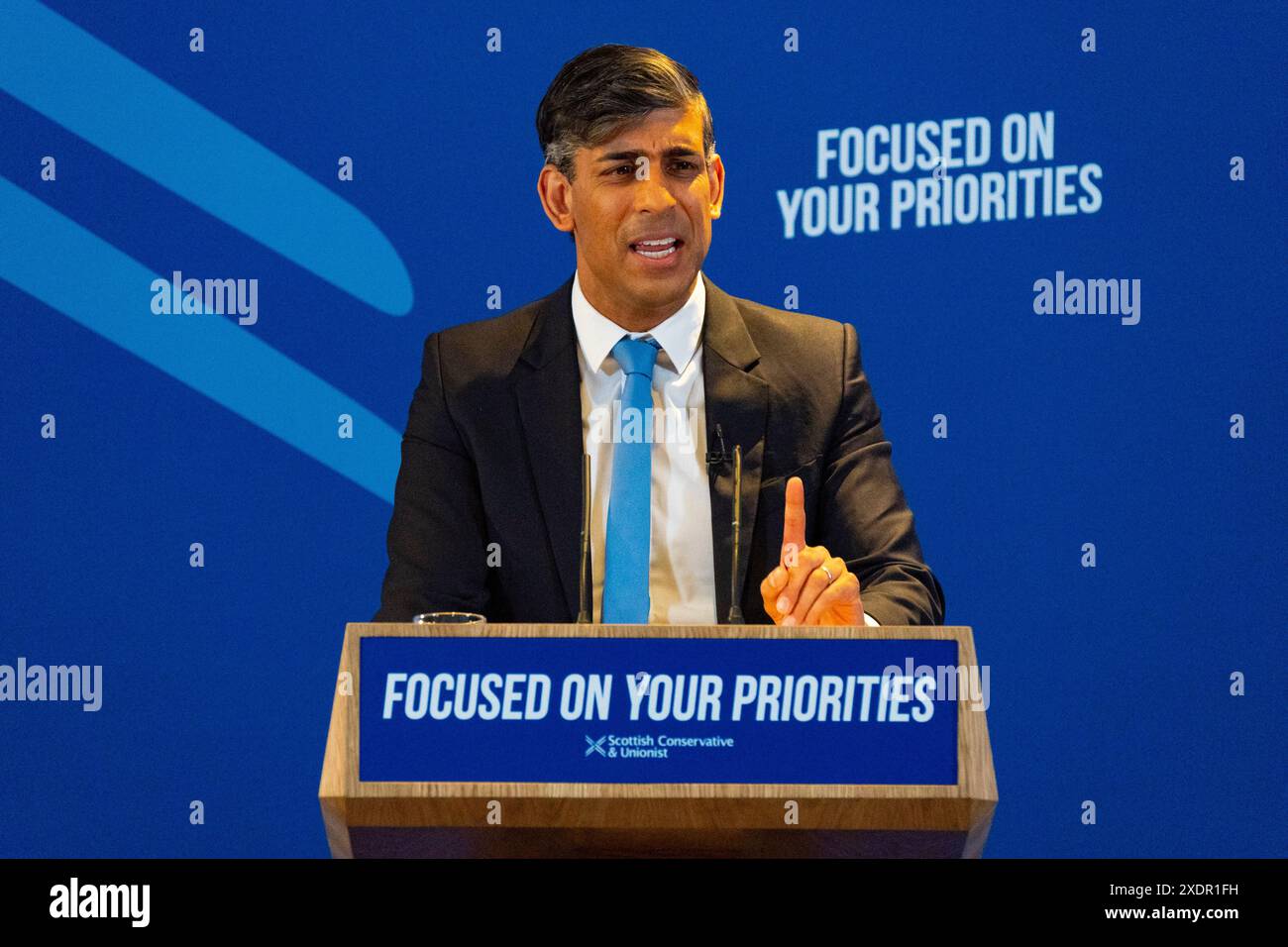 Edinburgh, Scotland, UK. 24th June 2024. Prime Minister Rishi Sunak and Leader of the Scottish Conservatives Douglas Ross launch the Scottish Conservatives election manifesto in Edinburgh today.  Iain Masterton/Alamy Live News Stock Photo