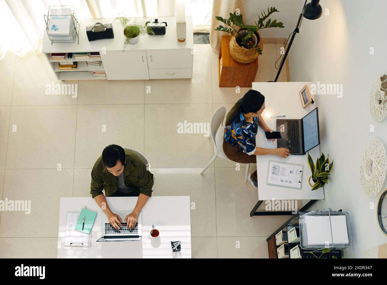 Business People Using Computers To Do Online Work Stock Photo
