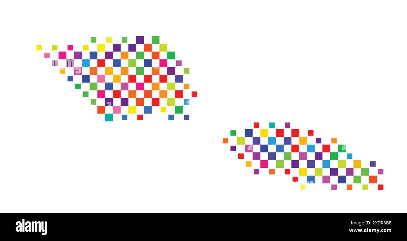Abstract map of Samoa with a pattern of colorful squares like a chess ...