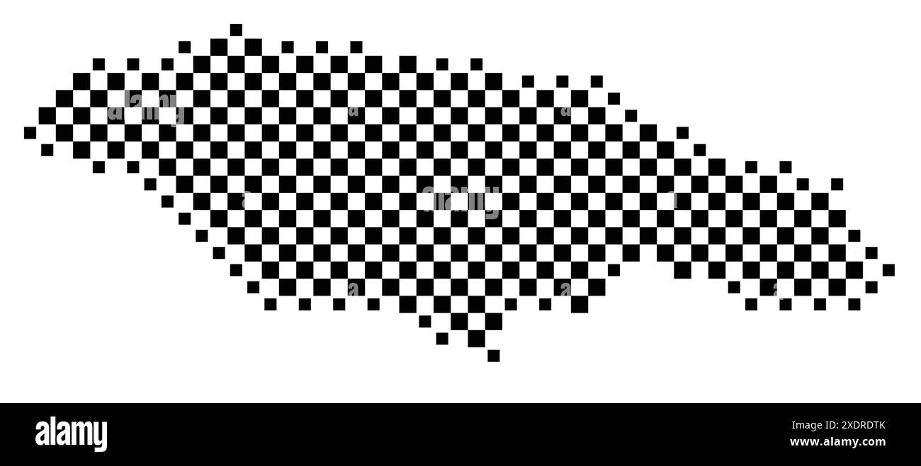 Abstract map of Jamaica showing the country with a pattern of black and