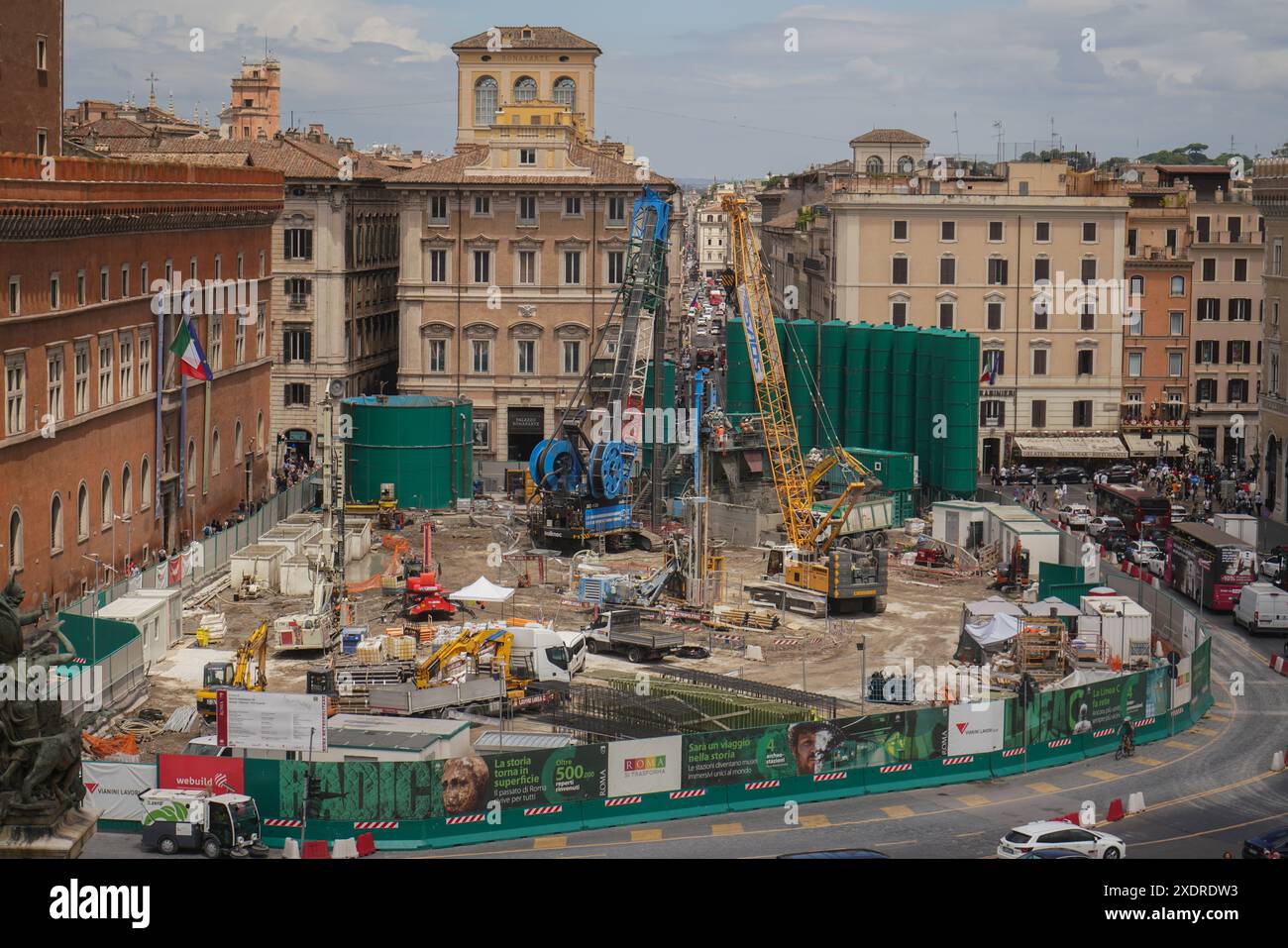 Rome, Italy. 24 June.2024. A view of Piazza Venezia with construction ...