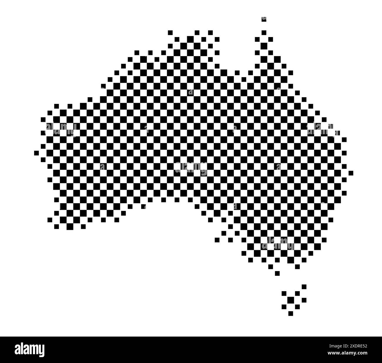 Abstract map of Australia showing the country with a pattern of black ...