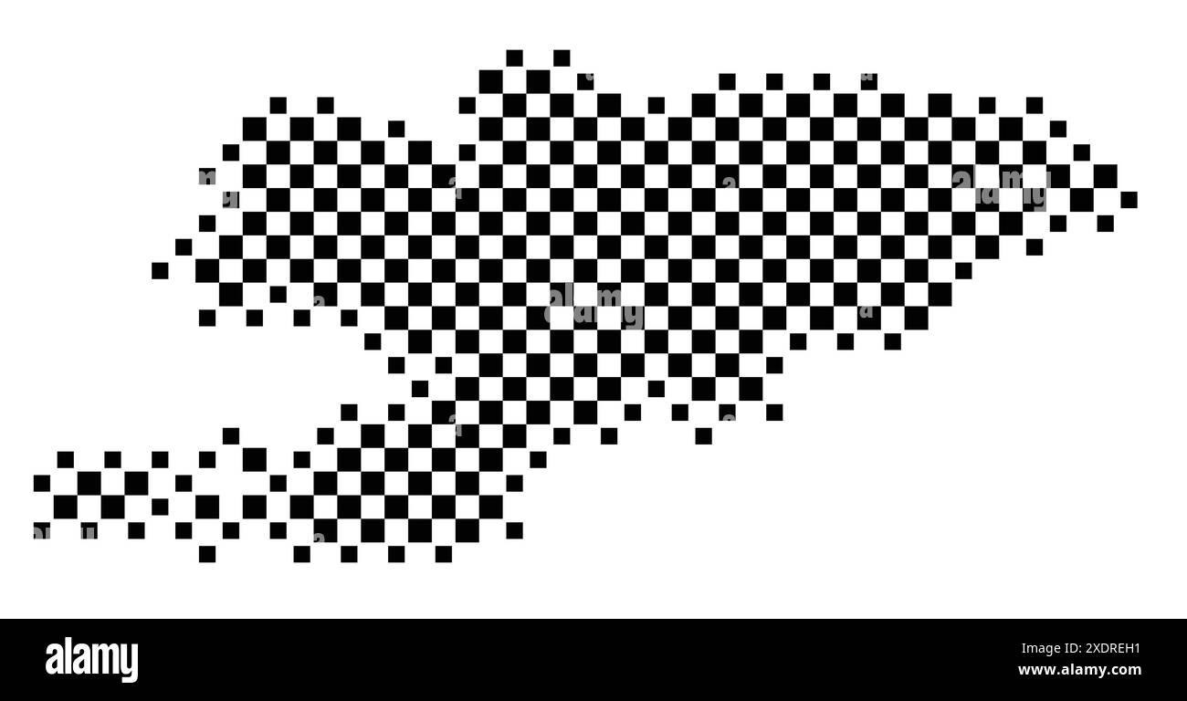 Abstract map of Kyrgyzstan showing the country with a pattern of black