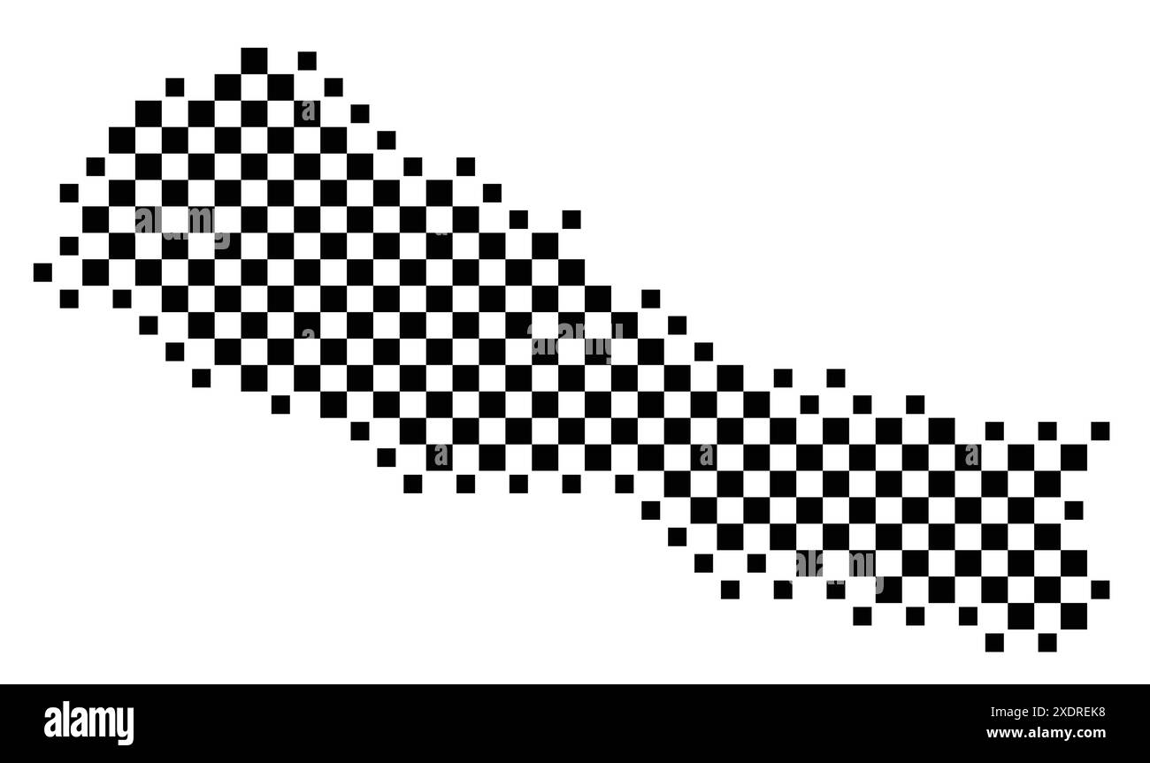 Abstract map of Nepal showing the country with a pattern of black and white squares like a