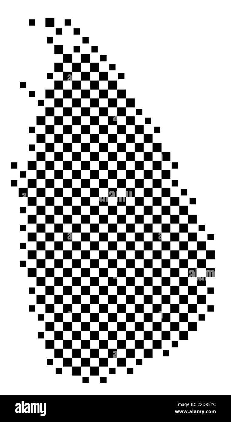 Abstract map of Sri Lanka showing the country with a pattern of black and white squares like a