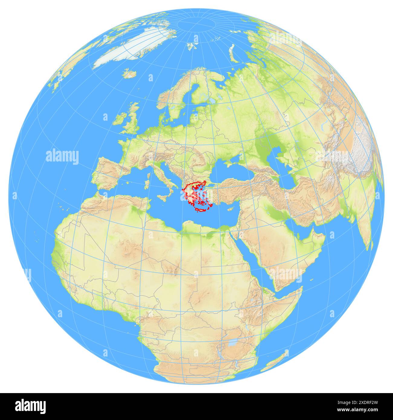 View Of The Earth From Space Showing The Location Of The Country Greece View Of The Earth From Space Showing The Location Of The Country Greece In Europe The Country Is Highlighted With A Red Polygon Small Countries Are 2XDRF2W