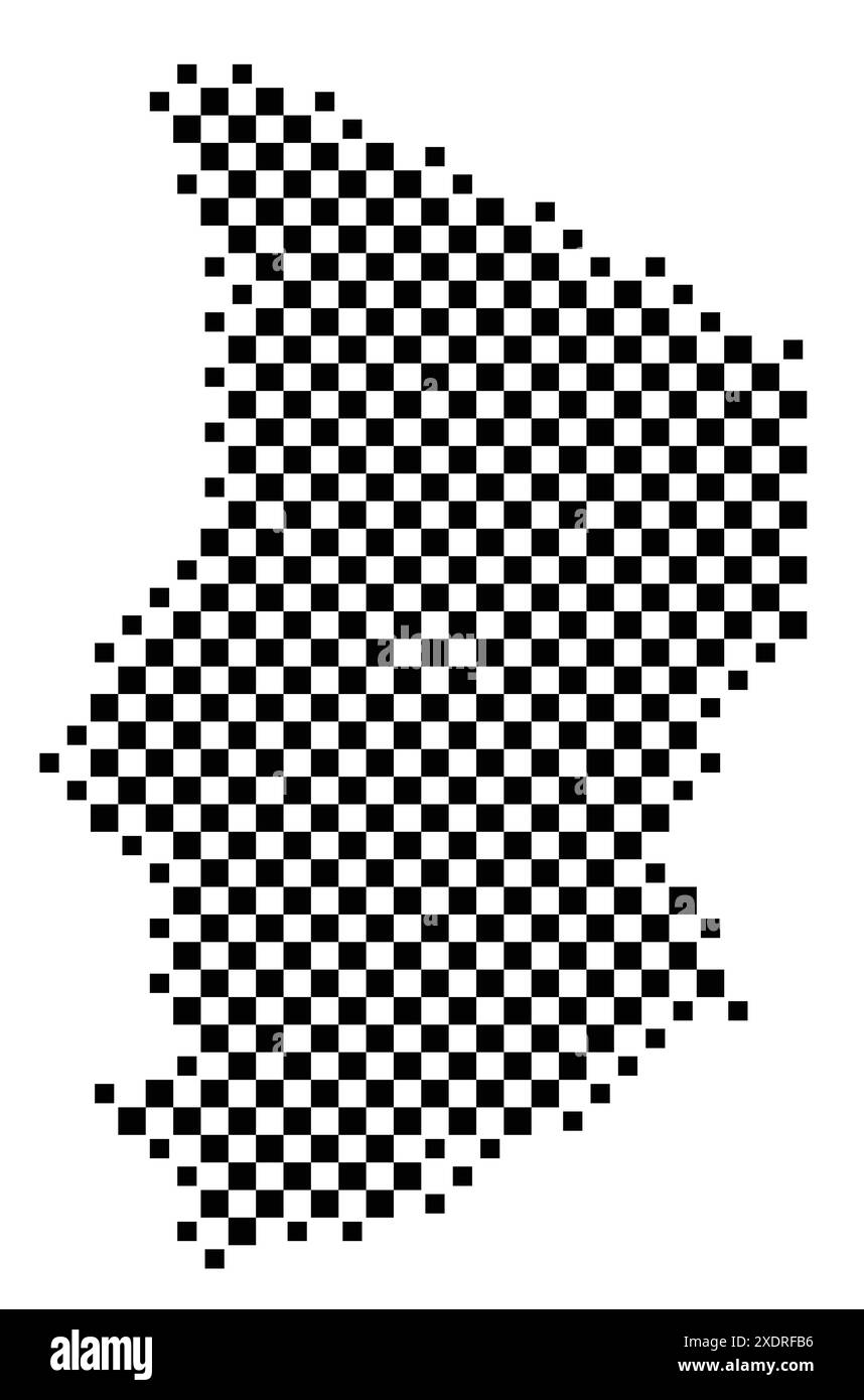 Abstract map of Chad showing the country with a pattern of black and white squares like a