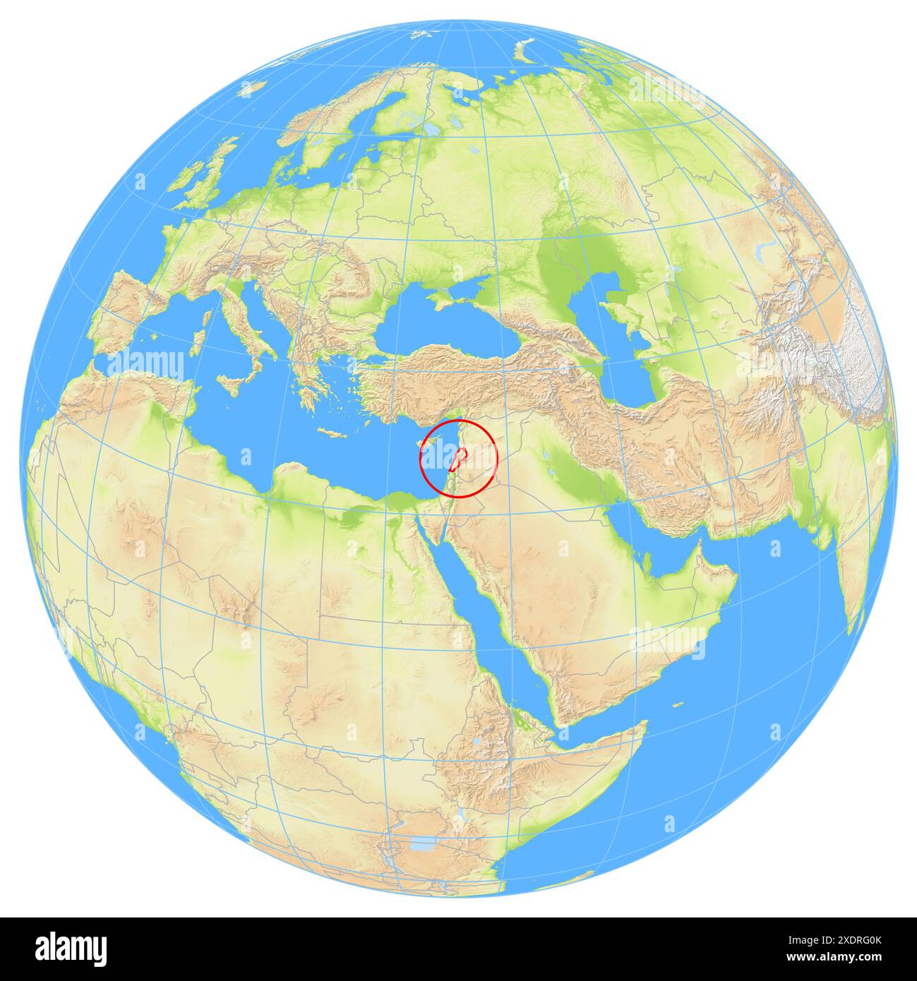 View of the Earth from space showing the location of the country ...