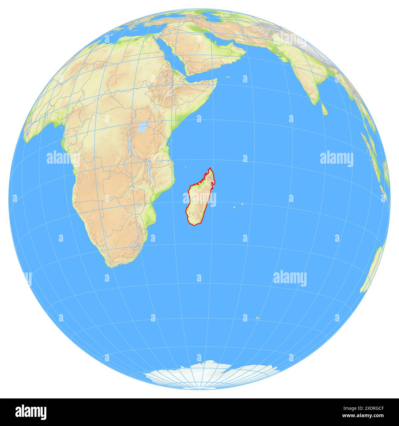 View of the Earth from space showing the location of the country ...