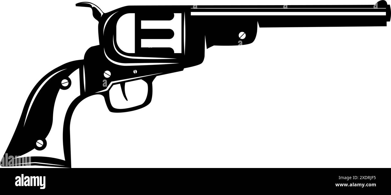 Illustration of cowboy revolver isolated on white background Stock Vector