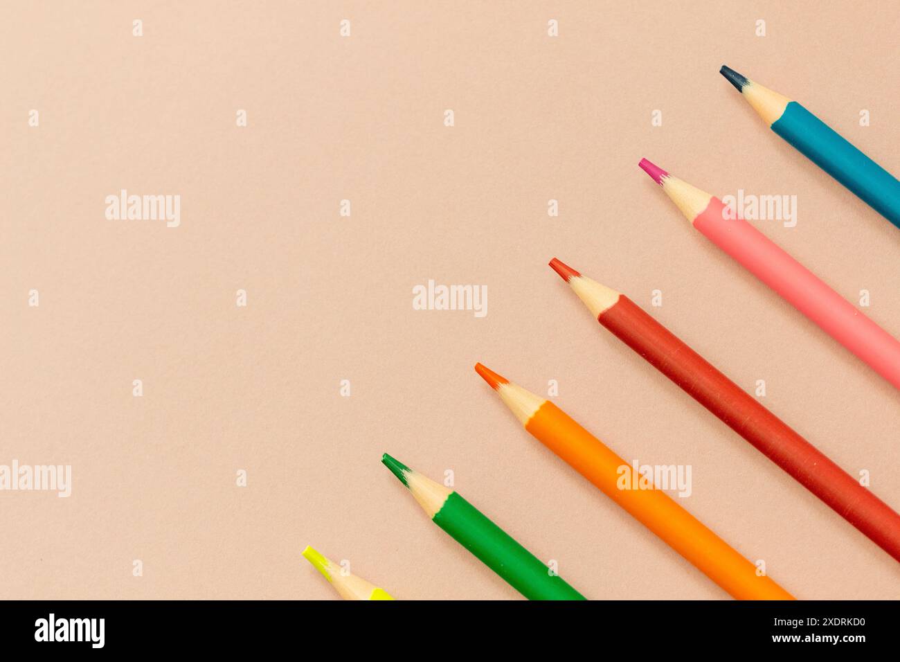 Bright school supplies on plain background. Assortment of colorful ...