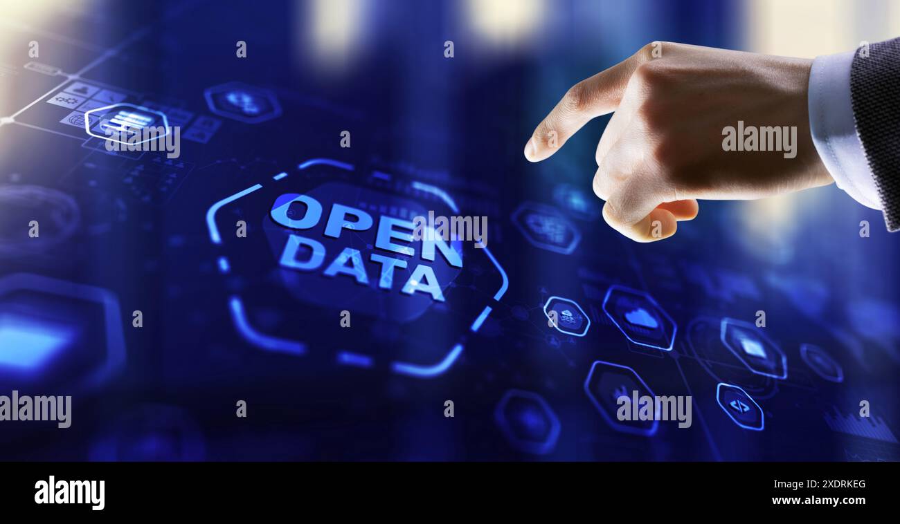 Open data api internet technology concept. Online documentation database. Stock Photo