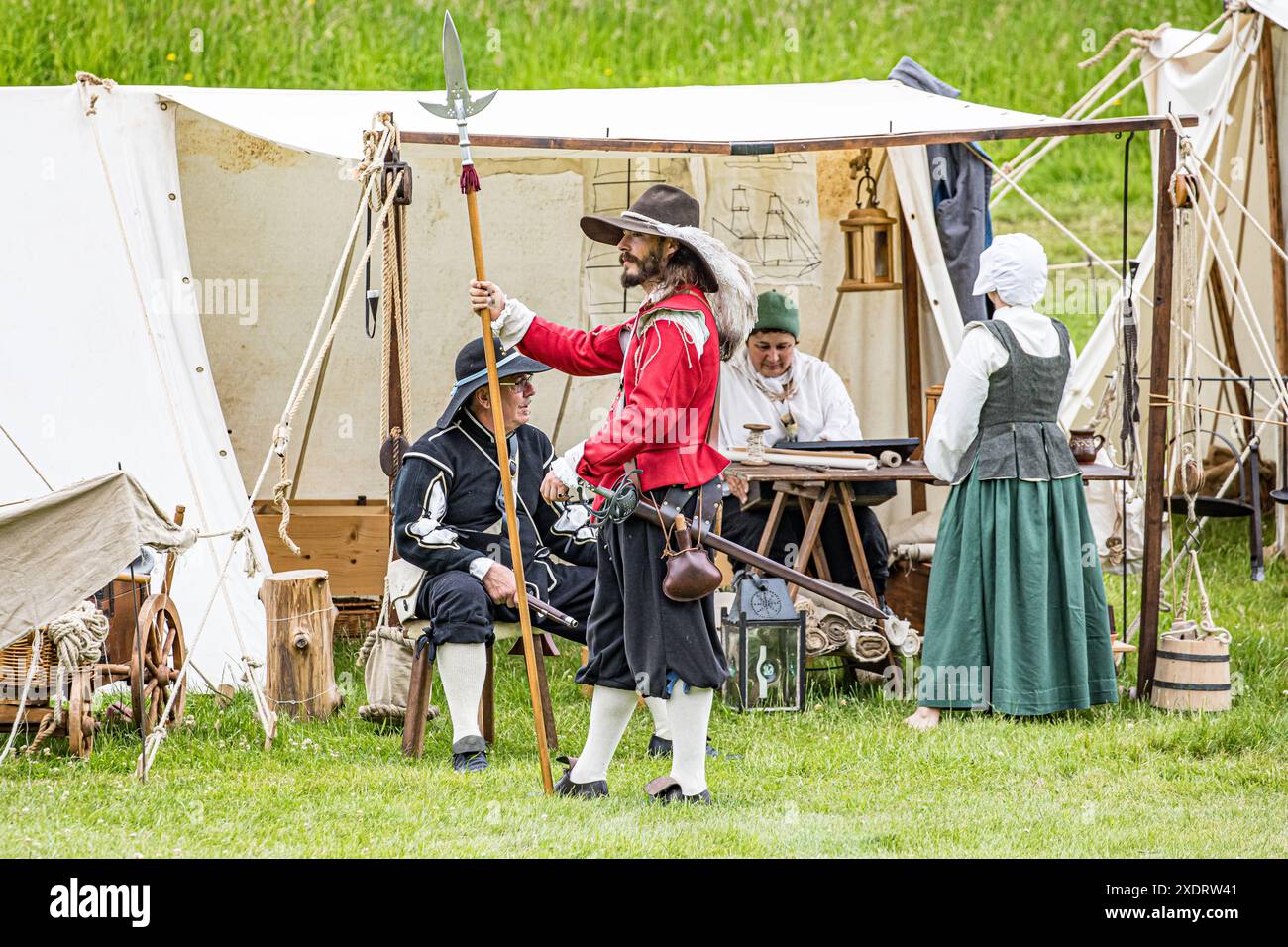 BROADCHALKE, WILTSHIRE, UK, 24th June, 2024, Period scene of a group of ...