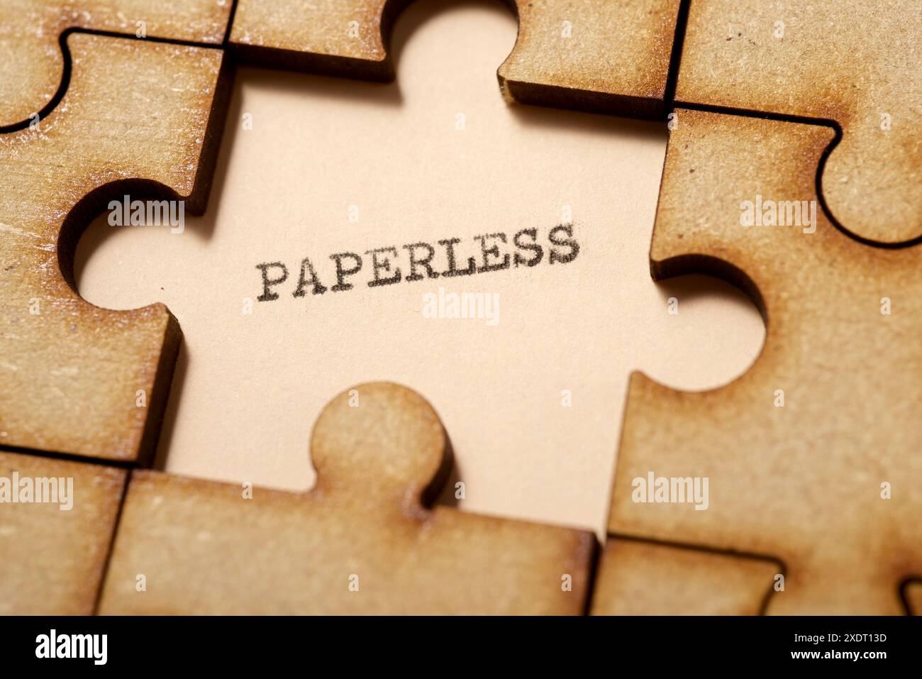 paperless word written with a typewriter. Stock Photo