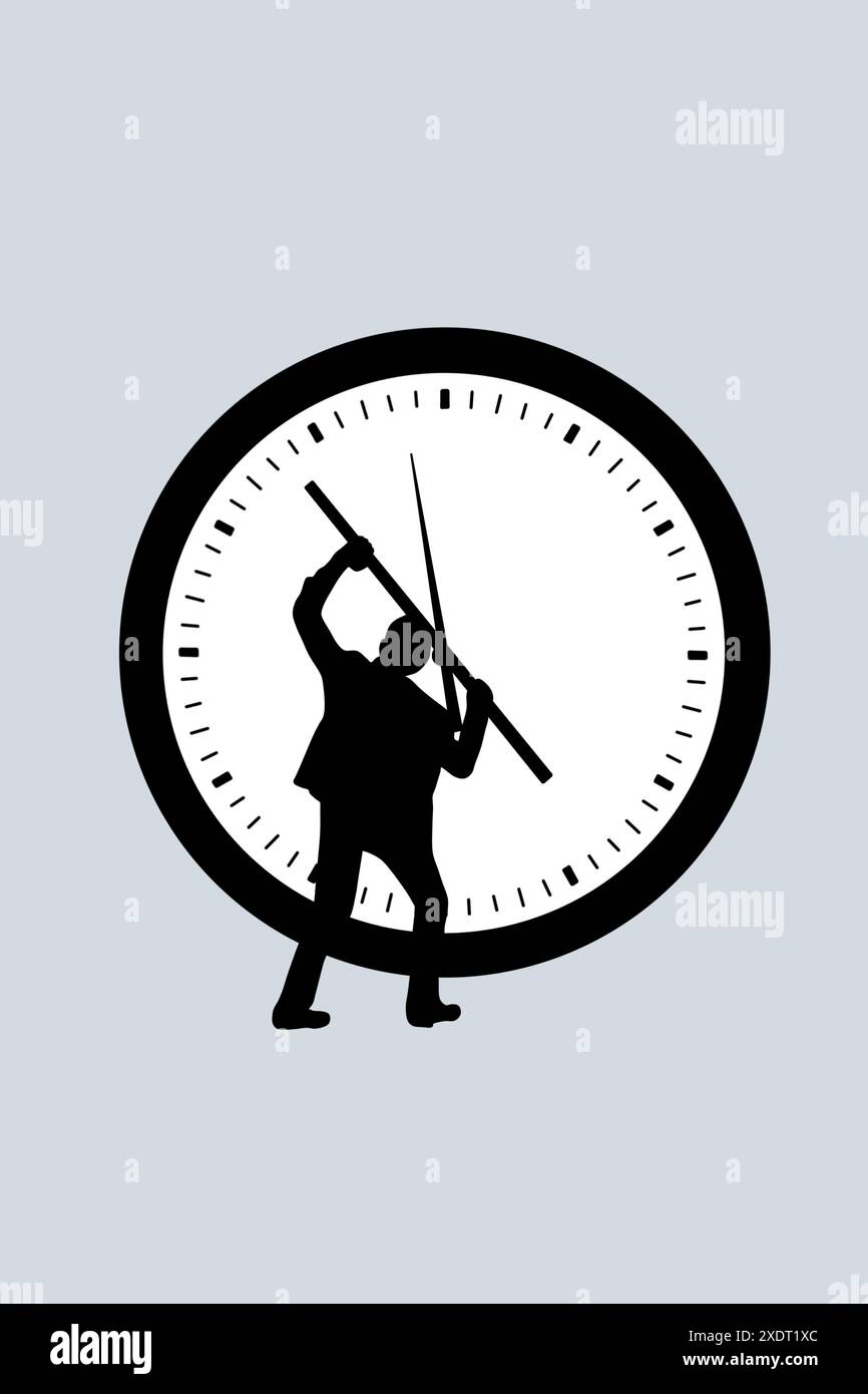 one cannot turn back time black line art illustration Stock Photo - Alamy