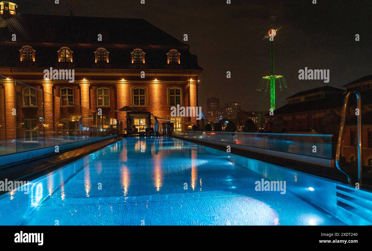 Hotel Villa Copenhagen,Denmark  with the seimming pool and Tivoli fairground Stock Photo